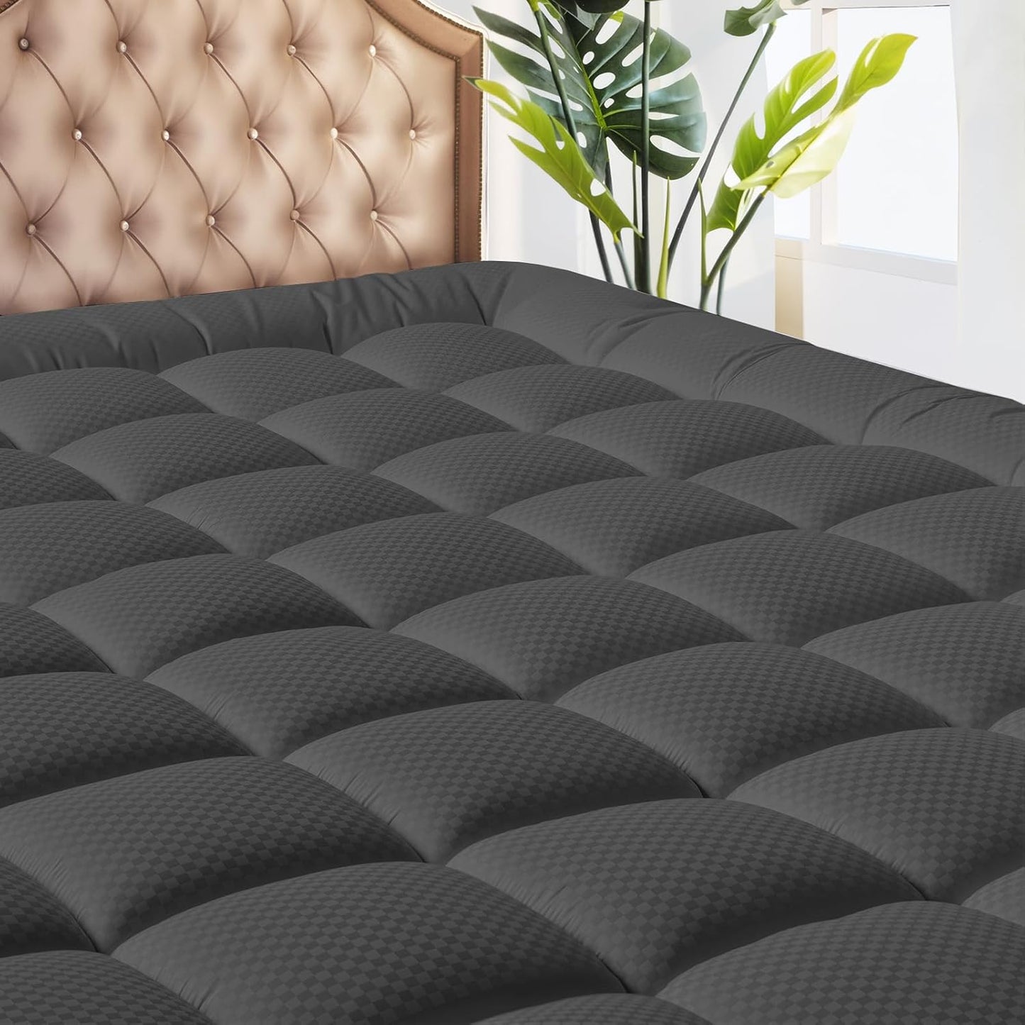 MATBEBY Queen Size Mattress Pad - Cooling Breathable Mattress Topper, Quilted Fitted Mattress Protector, Pillow Top Mattress Cover with 8-21" Deep Pocket, Soft, Machine Washable, White, 60x80 Inches