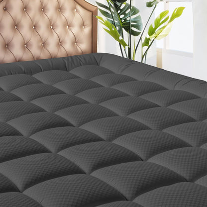 MATBEBY Queen Size Mattress Pad - Cooling Breathable Mattress Topper, Quilted Fitted Mattress Protector, Pillow Top Mattress Cover with 8-21" Deep Pocket, Soft, Machine Washable, White, 60x80 Inches