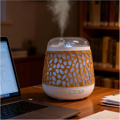 Weljoy Patented Dancing Water Fountain, Desktop Zen Decor & Light (Light Wood Grain)
