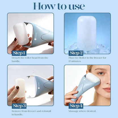 BAIMEI IcyMe Ice Roller for Face and Gua Sha Facial Tool Set, Ice Face Roller Reduces Puffiness Relieves Migraines Skin Care Tools, Self Care for Women - Pink