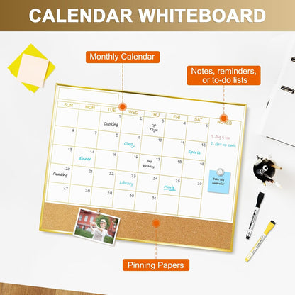 Dry Erase Calendar Whiteboard, 24''x18'', Monthly White Board Planner