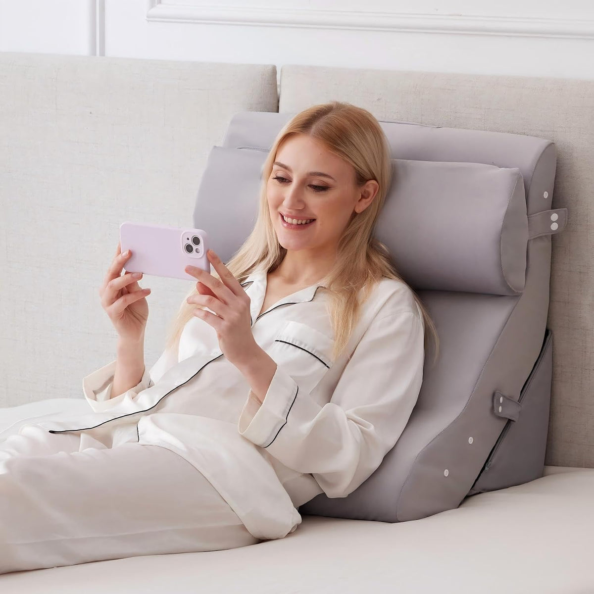 Ruqmuis Wedge Pillow Set for After Surgery, Bed Wedge Pillow, White