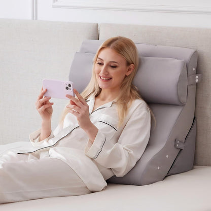 Ruqmuis Wedge Pillow Set for After Surgery, Bed Wedge Pillow, White