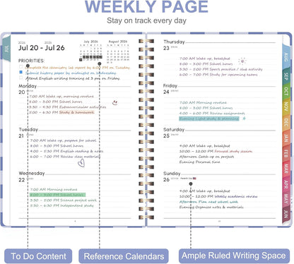 Planner 2026-2027, Weekly and Monthly Calendar Planner, JUL 2026 - JUN 2027 | Academic Year, Daily Agenda Book, A5(6.3'' x 8.5''), Sprial Bound, Inner Pocket, Office School Use