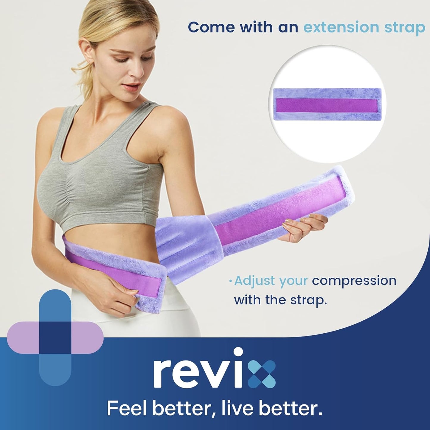 REVIX Microwavable Heating Pad for Back, Extra Large Microwave Heating Wrap for Waist, Stomach, and Shoulders, Moist Heat Therapy for Stress Relief, Adjustable, for Men and Women, Navy