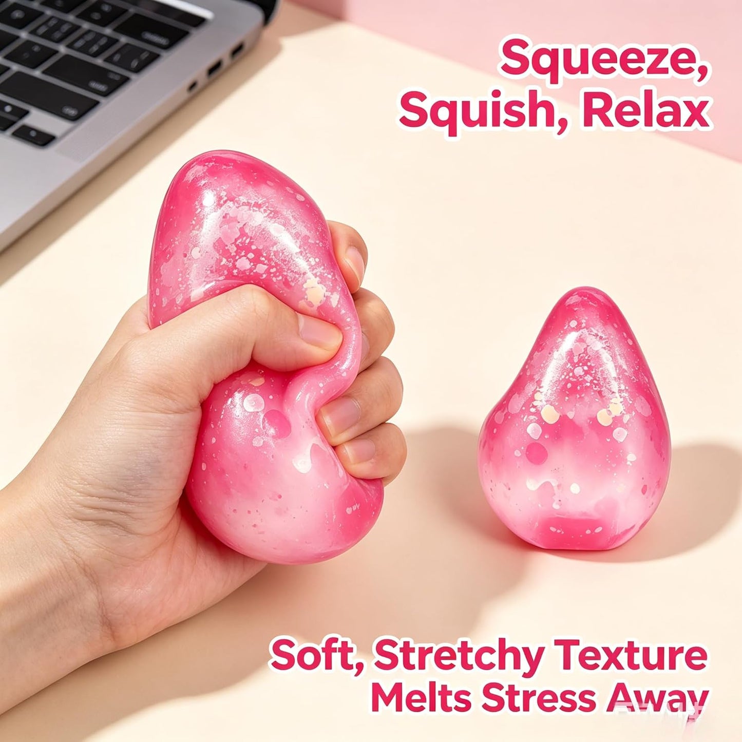 Fidget Toys Stress Balls for Kids & Adults - Changes Color in The Sun - Malt Sugar Squishy Fidget Toys - Slow Rise Gel Ball - Stretchy Squeeze Stress Relief Balls for Anxiety