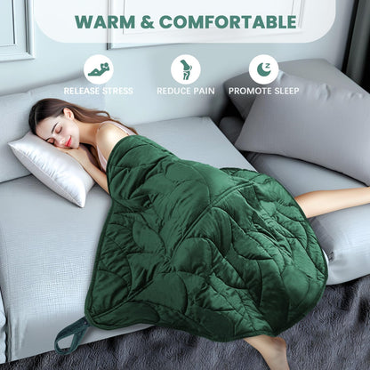 Weighted Lap Blanket 7 lbs 41" x 53"- Gifts for Mom Women Wife, Cozy Luxury Velvet Small Weighted Blankets,Portable Travel Blankets for Adults,All-Season Blanket Relaxation Gift, Green