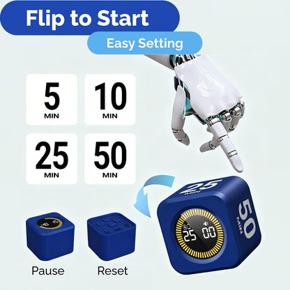 KADAMS Pomodoro Timer Visual - Productivity Pomodoro Cube, 5/10/25/50 Min Countdown & Countup, Silent – Ideal for Work Study Cook Workout Kitchen School Classroom Office ADHD Gift Kids (1, Black)