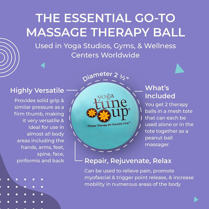 YOGA TUNE UP® Therapy Balls in Tote by Tune Up Fitness - Massage Balls for Trigger Point, Pressure Point & Myofascial Release - Use as Single or Peanut Ball for Pain Relief & Relaxation (Apple Green)