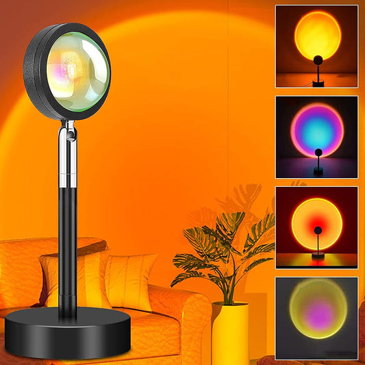 Sunset Lamp Projector, Sunset Night Light Rainbow Projector 180° Rotation Multicolor Changing LED Projection Lamps for Bedroom,Photography Party,Tiktok Live,Gift for Halloween, Christmas