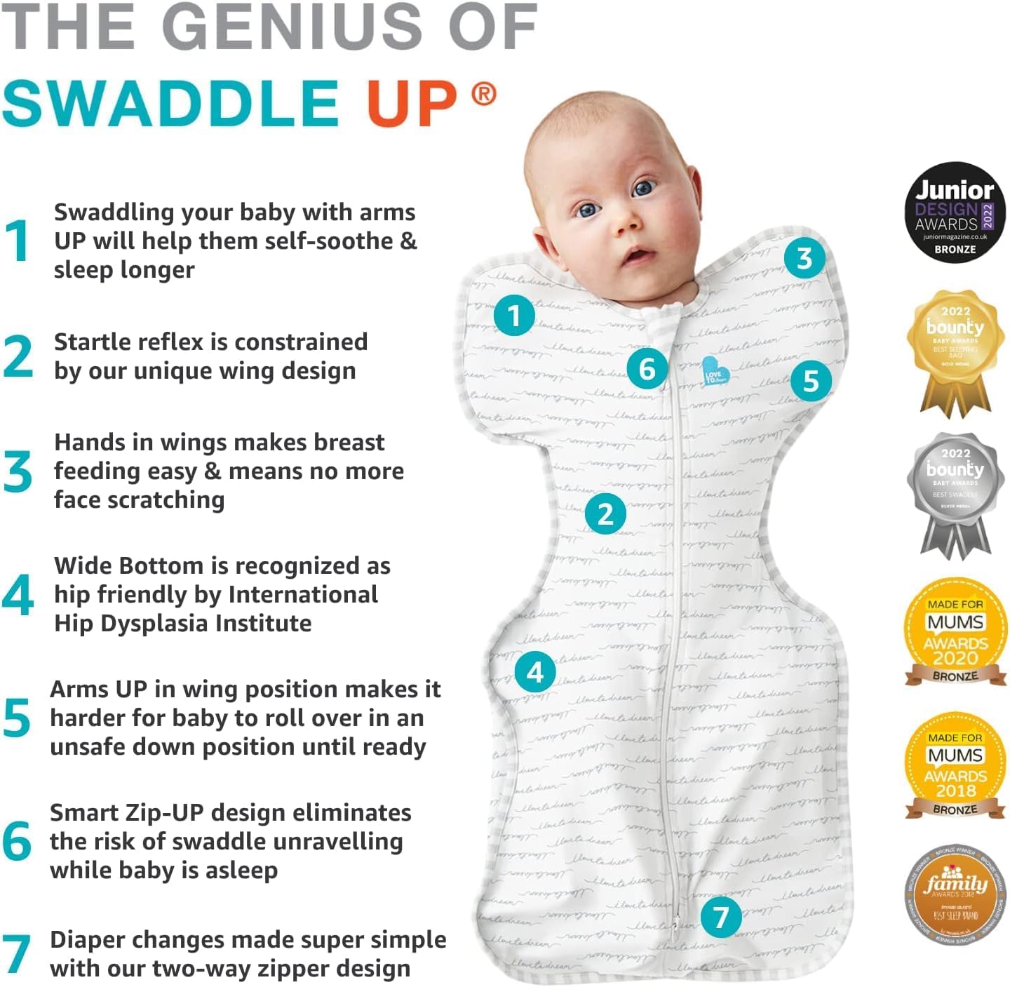 Love to Dream Swaddle UP, Baby Sleep Sack, Self-Soothing Swaddles for Newborns, Get Longer Sleep, Secure Fit Helps Calm Startle Reflex, New Born Essentials for Baby, 1.0 TOG, 13-19 lbs, Deep Olive