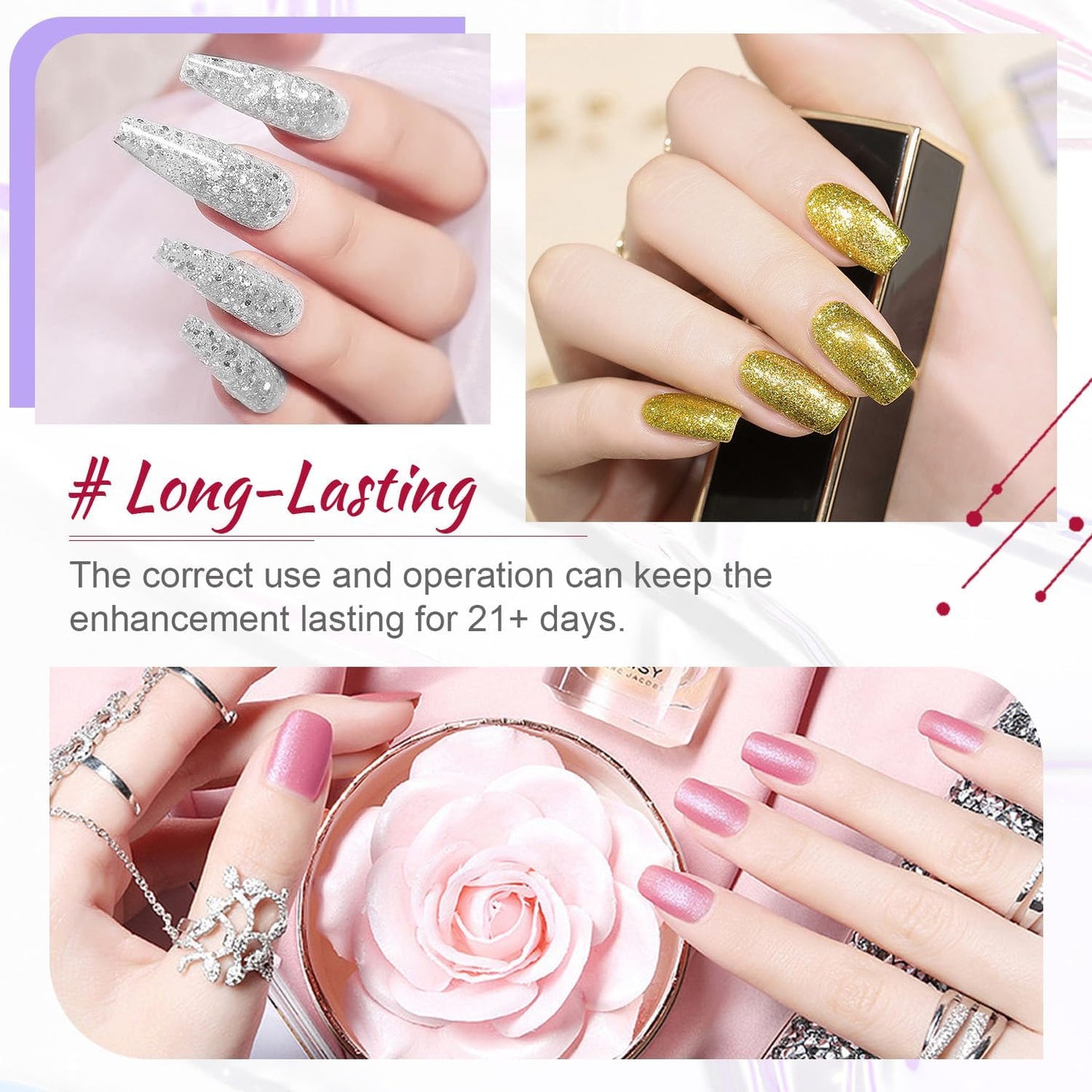 JODSONE Gel Nail Polish Kit 60 PCS with U V Light Soak off Base Top Coat 55 Shine Colors Gel Nail Kit Bright and Dark Brown Wine Red Series Manicure Set for Women and Girls
