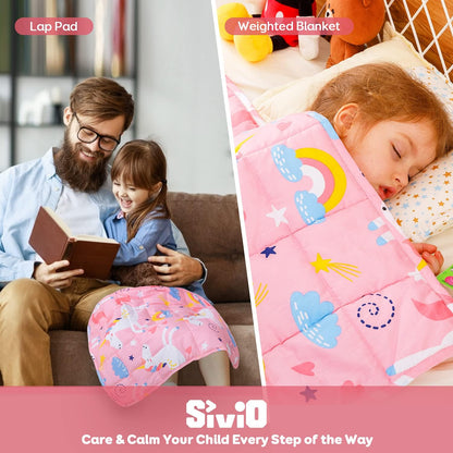 Sivio Weighted Lap Pad 2lbs, Cotton Weighted Blanket Sensory Weighted Lap Blanket Indoor Outdoor, 19 x 21 Inch, Blue Dinosaur