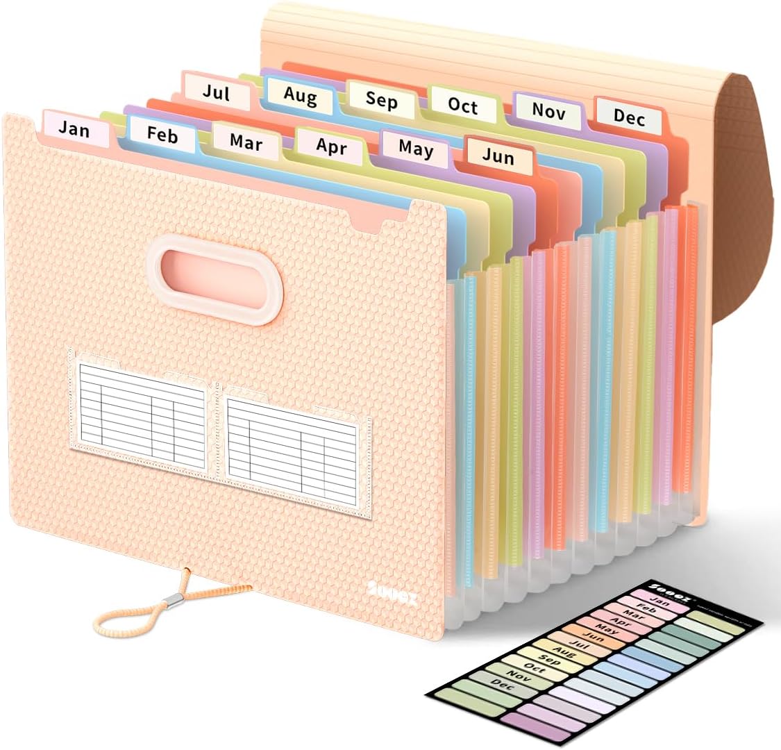 Sooez Accordion File Organizer, 13-Pocket Expanding File Folder Letter Size