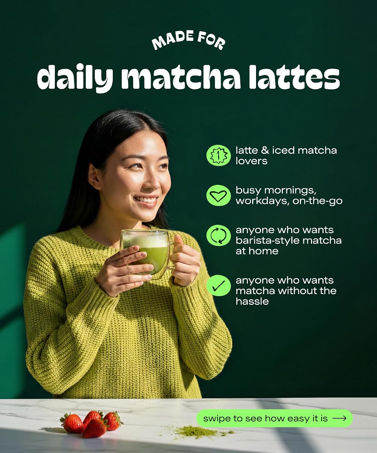 MatchaDNA Matcha Powder Sticks 7 Pack (20g Each) – Sweetened with Milk, No Sugar Added – Organic Matcha Powder Green Tea Latte Mix for Hot or Iced Drinks – Organic Macha Tea, Smooth Energy Boost