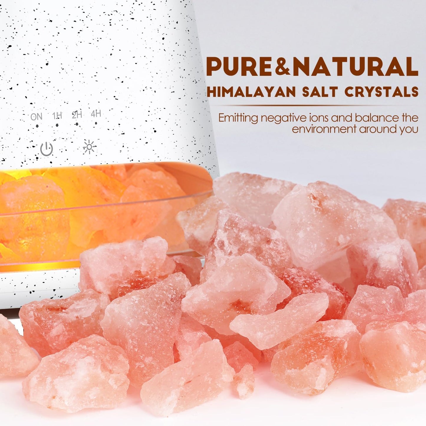 SALKING 2-in-1 Ultrasonic Essential Oil Diffuser & Himalayan Salt Lamp, Aromatherapy Diffuser Cool Mist Humidifier with 3 Brightness, Salt Therapy Lamp, 100% Pure Himalayan Salt Rock, 150ml (Marble)