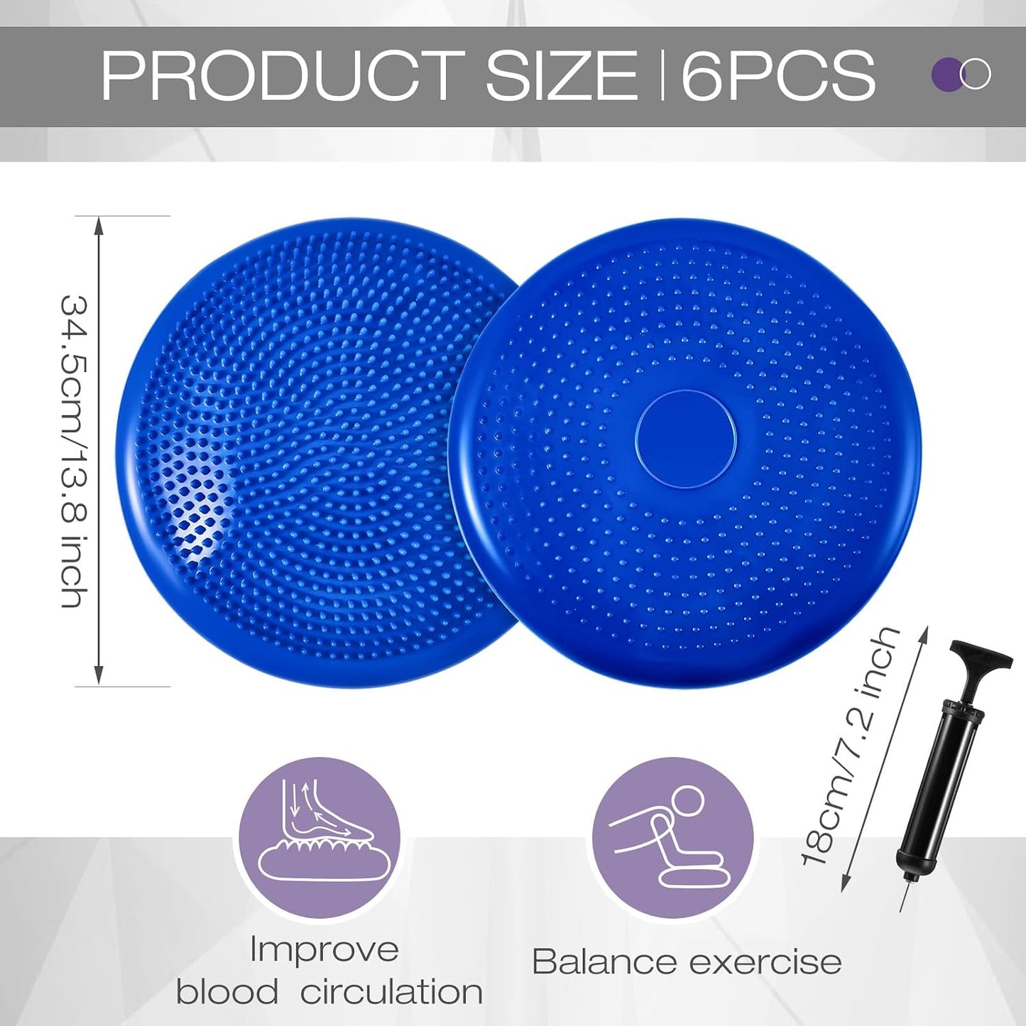 Amylove 6 Pcs Wiggle Seat Inflated Wobble Cushion for Sensory Kid 13 Inch Balance Disc Kids Flexible Seating Exercise Sensory Pad Chair Cushion for Classroom Office School (Bright)