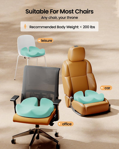 ProtoArc Seat Cushion, Office Chair Cushion for Sciatica, Coccyx Cushion, Ergonomic Memory Foam Seat Cushion for Car, Home, Pressure Relief Pad for Hip, Tailbone, All Day Comfort - Black