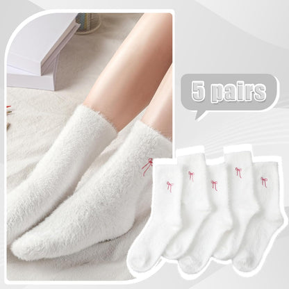 Geyoga 5 Pairs Fuzzy Socks for Women Cozy Spa Slipper Socks Coquette Preppy Stuff Soft Fluffy Home Sleeping Birthday Gift