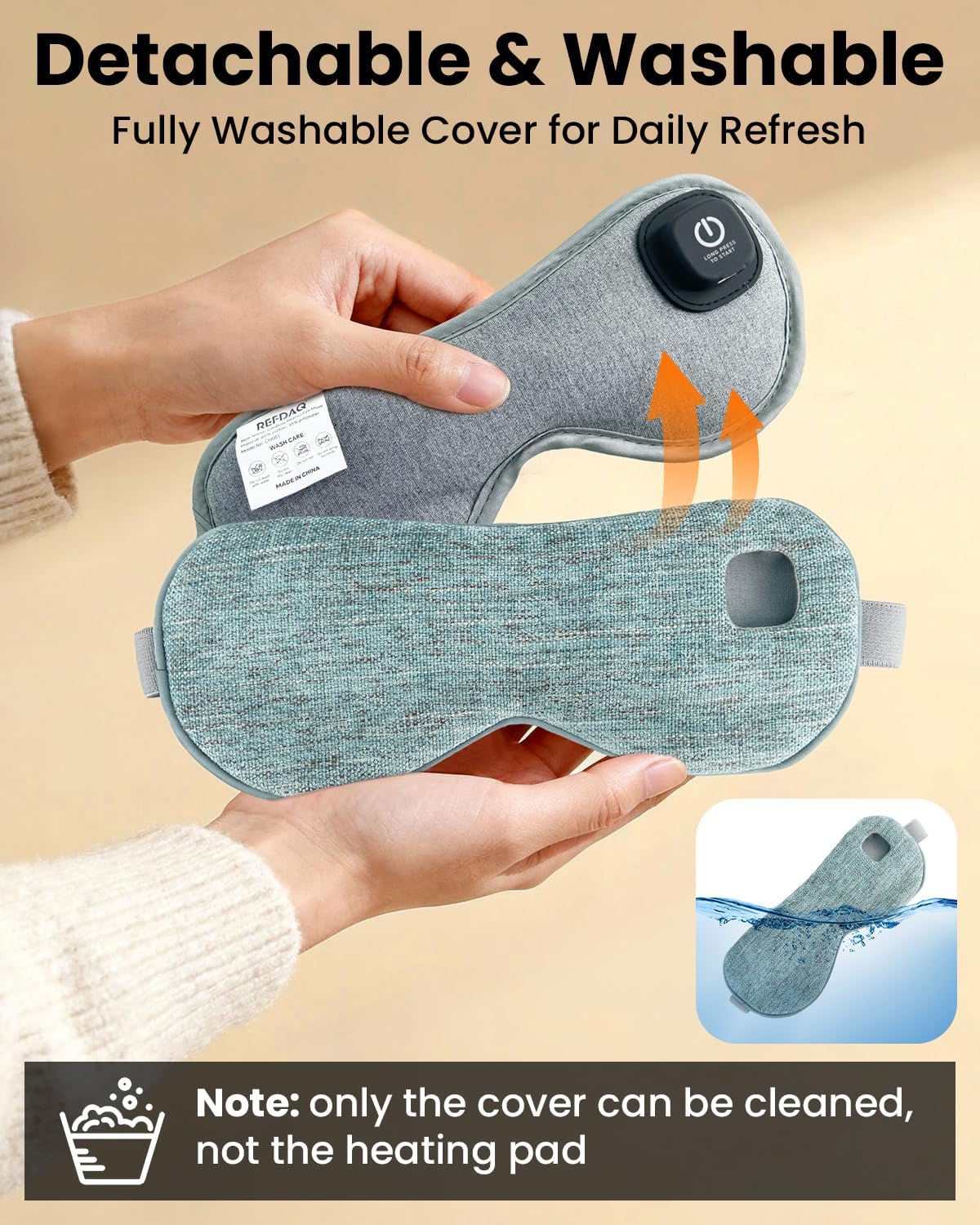 Cordless Heated Eye Mask with 1500mAh Large Battery, 4 Heat Levels & 100% Blackout for Dry Eyes Relief, Fast Heating Eye Heating Pad with 2 Washable Covers for Sleep, Travel, MGD, Blepharitis