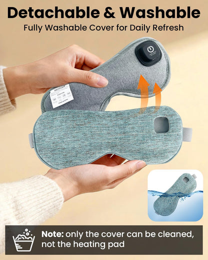Cordless Heated Eye Mask with 1500mAh Large Battery, 4 Heat Levels & 100% Blackout for Dry Eyes Relief, Fast Heating Eye Heating Pad with 2 Washable Covers for Sleep, Travel, MGD, Blepharitis