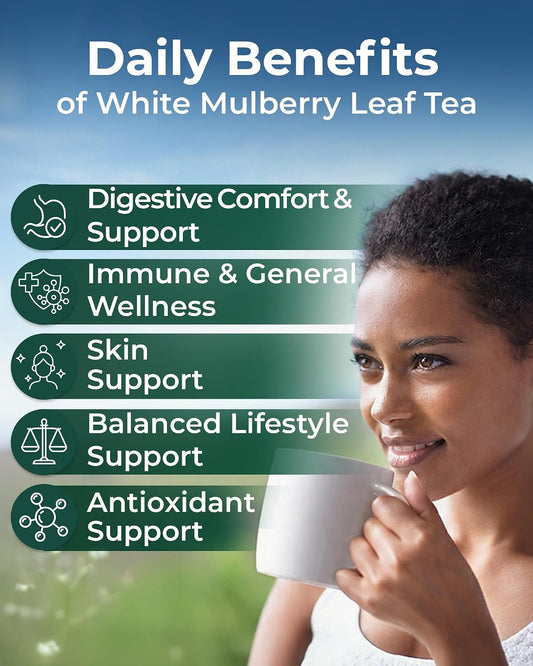 50 Bags White Mulberry Tea Mulberry Leaf Herbal Tea (Morus Alba) - 50 Count 1.5g Bags Herb Hoja De Morera