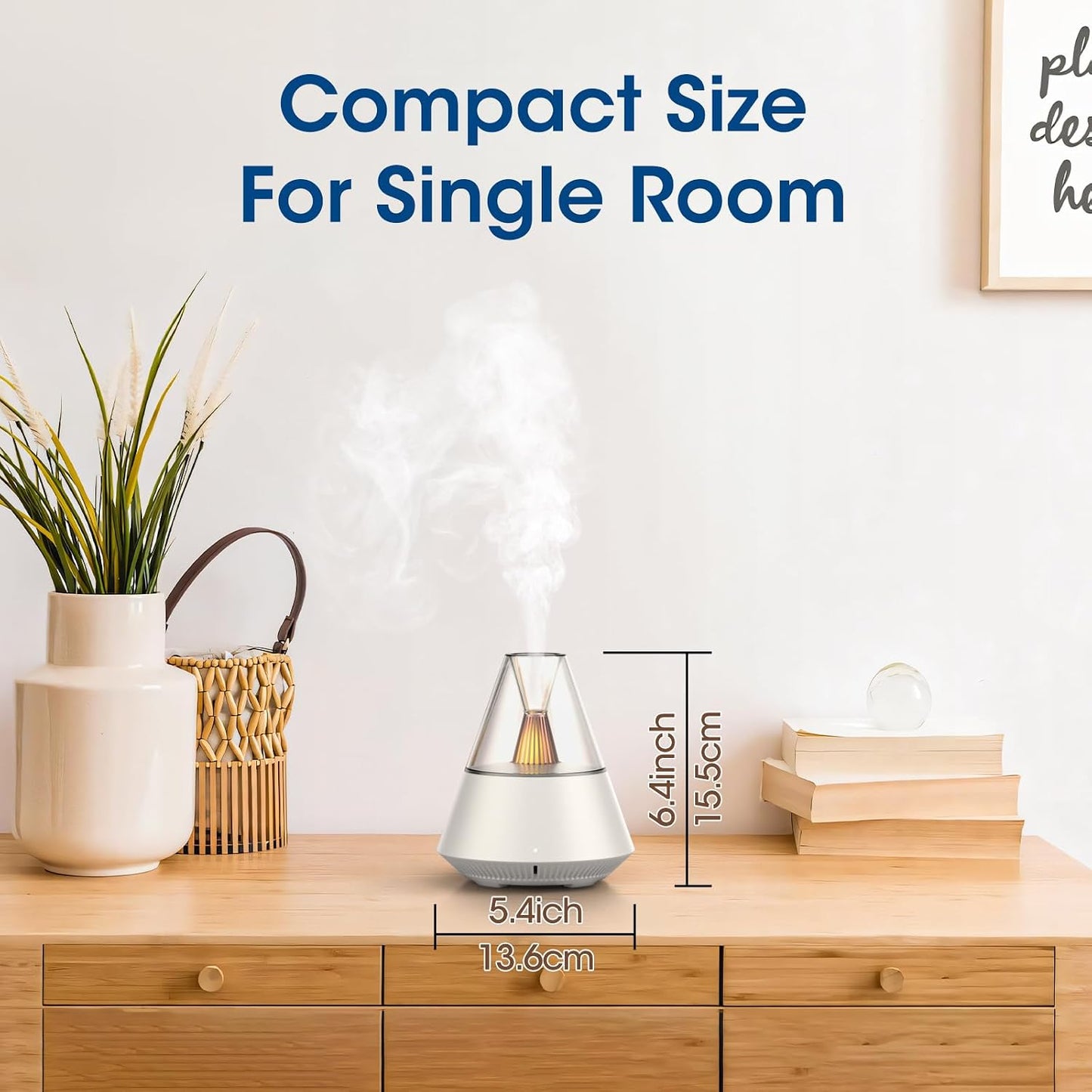 Ultrasonic Essential Oil Diffuser, 150ML Modern Aromatherapy Diffuser with Candle Light, 2 Mist Mode, Remote Control, Auto-Off, Small Cool Mist Humidifier for Home Bedroom Office Yoga, Black