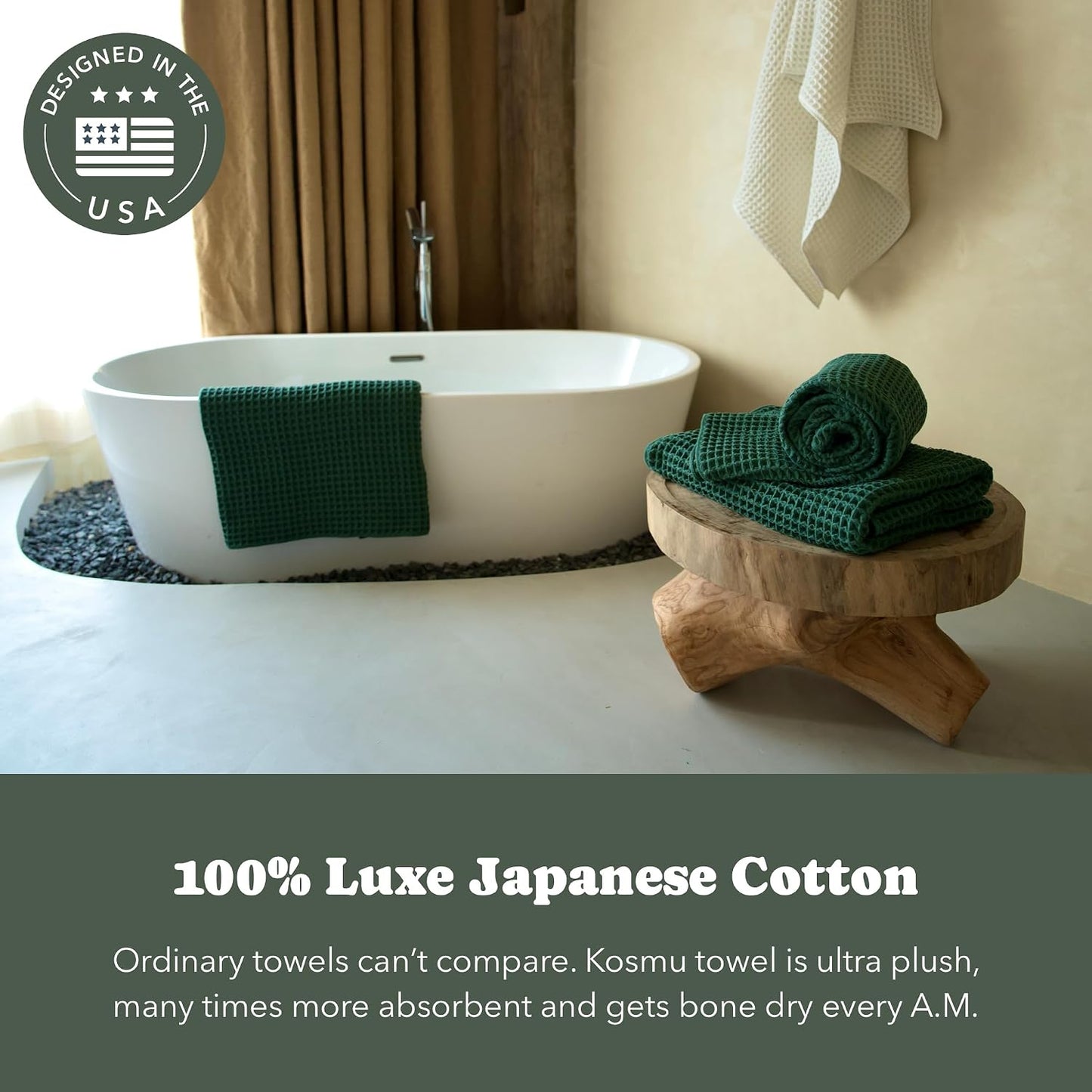 Luxury Organic Japanese Cotton Hair Drying Waffle Towel Wrap for Women | Absorbent, Quick-Dry Head Turban for Shower, Sauna, Spa | Extra Large for Long, Curly, Straight Hair With Button (White, 1 Pc)