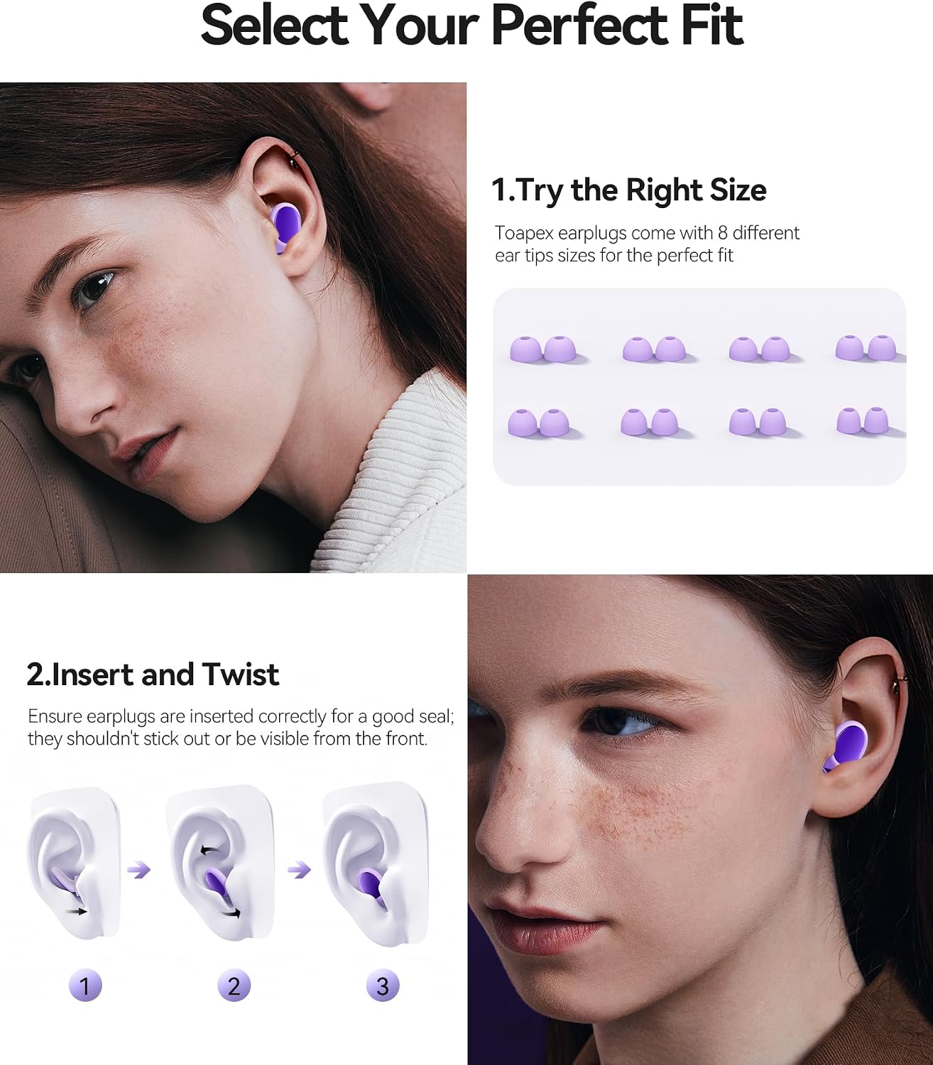 45dB Ear Plugs for Sleeping Noise Cancelling Ear Plugs for Noise Reduction & Snoring, Concerts, Earplugs for Sleep,Sider Sleepers Airplane, Silicone Earplugs Reusable