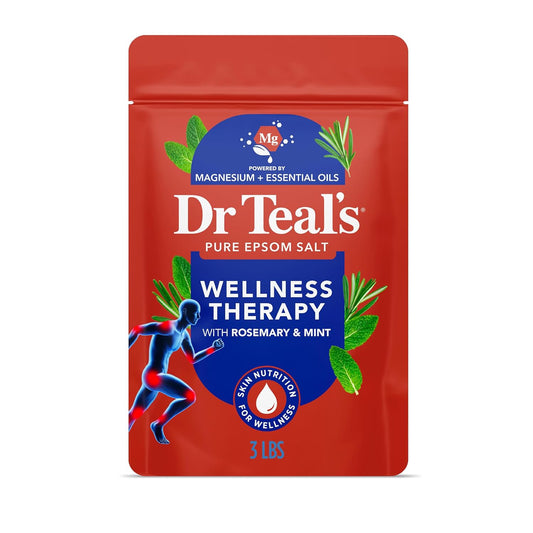 Dr Teal's Epsom Salt Magnesium Soak, Wellness Therapy with Rosemary & Mint, 3 lbs