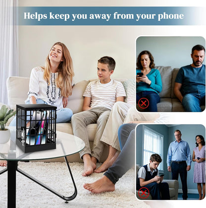 Gemaxvoled Cell Phone Jail-Phone Cage with Lock and Key, Phone Lock Box, Cell Phone Locker for Classroom/Family