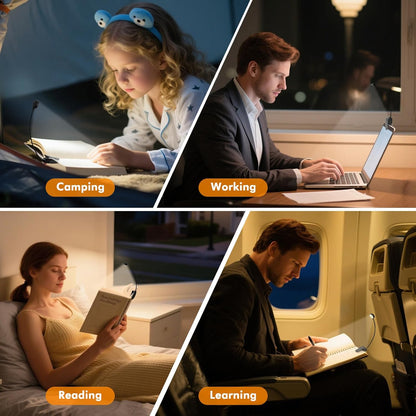 KTEBO 2 Pack Rechargeable Book Light Clip-On Reading Light for Books in Bed | 9 eye-friendly modes from 3 color temperatures and 3 brightness, USB-C up to 30 hrs - Black & Black