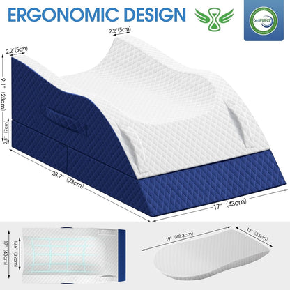 TranquilRelax Elevation Pillows for Leg After Surgery, Memory Foam Adjustable Wedge Pillow for Injury or Rest, Ankle Pillow for Sleeping Blood Circulation, Grey/Single Leg