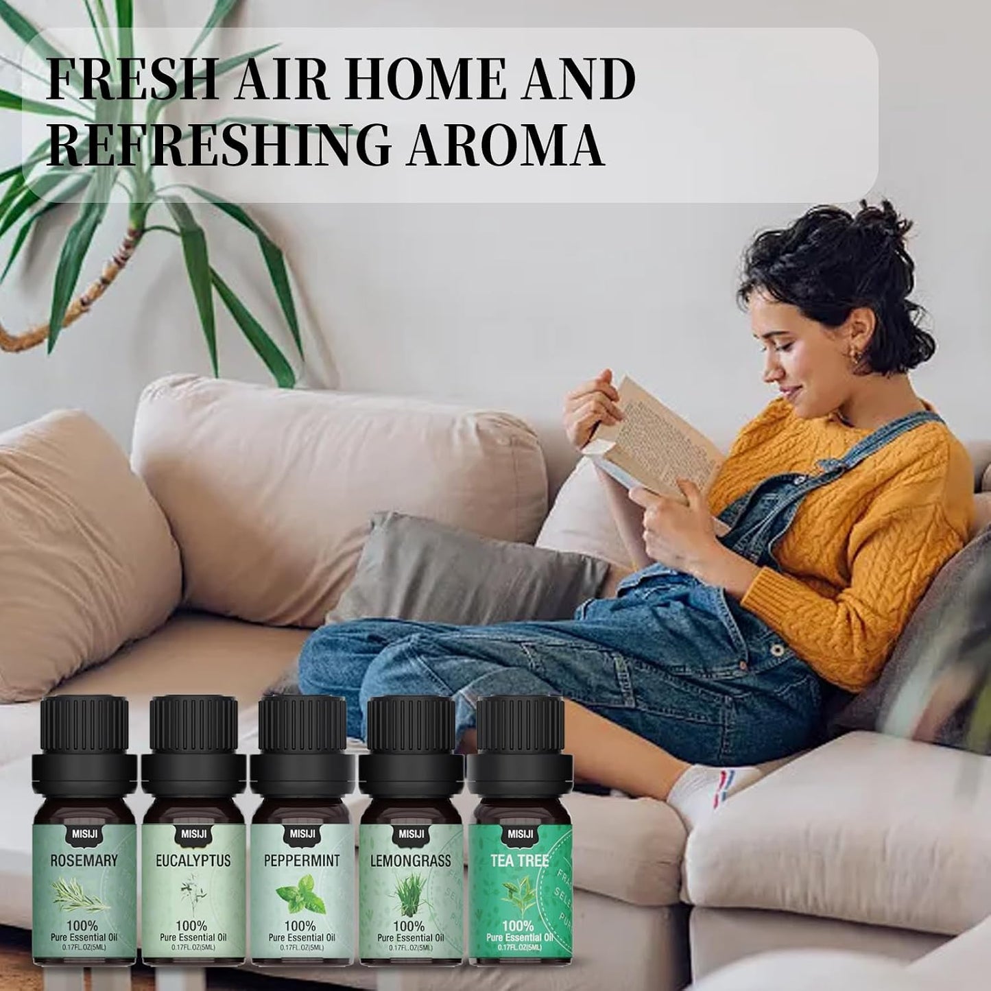 Essential Oils Set Top 6 Aromatherapy-Essential Oils for Diffuser for Home,Air Freshening Diffuser Oils Scents for Aromatherapy,Laundry,Candle&Soap Making,Humidifiers 6 X 10ML