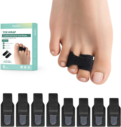 Welnove Hammer Toe Straightener - 8 Pack Broken Toe Wraps - Hammer Toe Corrector for Women - Toe Splints for Crooked Toes, Curled Toes, Bent Toes - (Large, Beige)