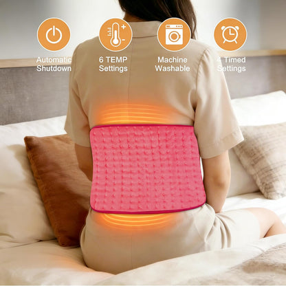 Electric Heating pad with 6 Heat Settings, Auto Shut Off, Dry Electric Heating for Back Neck Knee Arms Legs Shoulder Heat Pads for Christmas Birthday Father Mother's Day (24"X12", Gray Green)