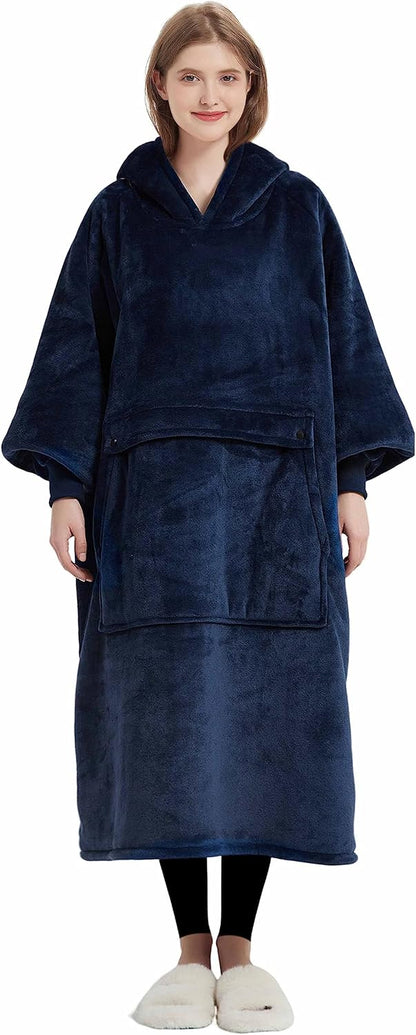 KFUBUO Wearable Blanket Hoodie for Adults Sherpa All Patterns Cat Oversized Sweatshirt Blanket with Pockets for Women