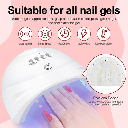 COSCELIA 53pcs Gel Nail Polish Kit with U V light and Drill Starter Kit 35 Colors Gel Nail Polish with 5pcs Top Base Coat Nail Art Professional Gel Manicure Kits Gifts for Women Teens Girls