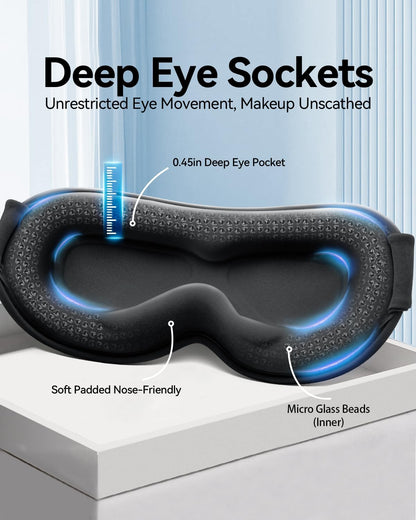 Blackout Weighted Eye Mask for Sleeping: 3D Contoured Gentle-Pressure Sleep Mask for Men & Women - Airplane Travel & Night Shift Essentials, Zero Eye Pressure, Breathable Blindfold, Black