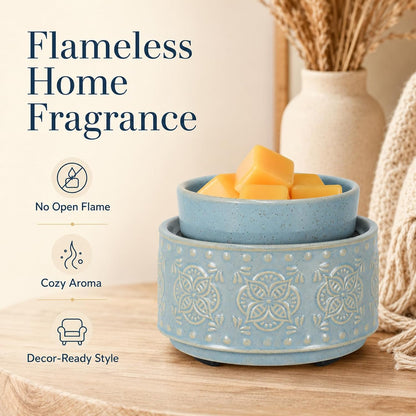 mocosa Ceramic Wax Melt Warmer, 3-in-1 Electric Wax Warmer for Scented Wax Melts, Flameless Candle Wax Burner for Home Fragrance, Bedroom Bathroom Office Decor, Gifts for Women Mom(Beige-Granular)