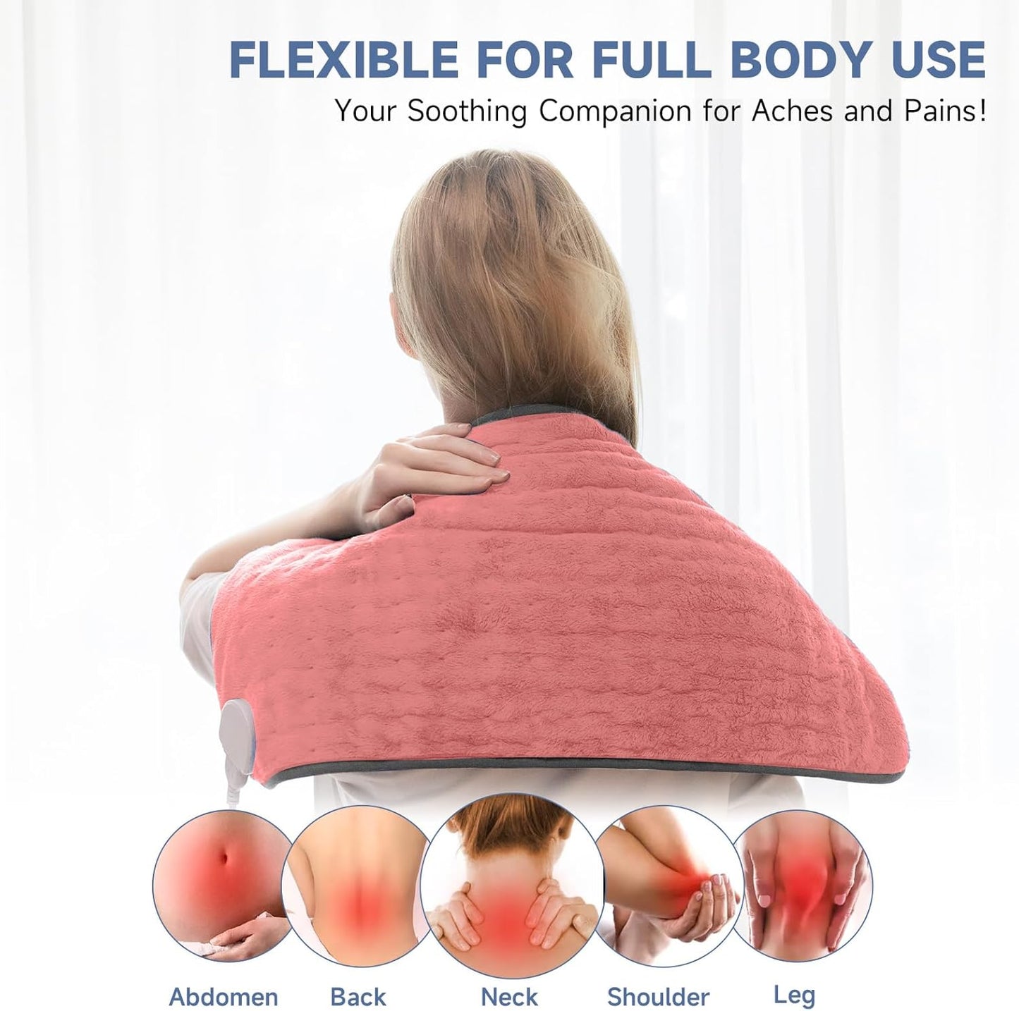 Heating Pad for Back, Neck, and Shoulder Pain Relief, Electric Heat Pad with 6 Heat Levels, Moist Heat Option, Auto Shut-Off, Birthday Christmas Gifts for Women Men Mom Dad Grandma, Gifts for her