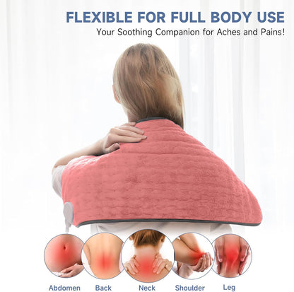 Heating Pad for Back, Neck, and Shoulder Pain Relief, Electric Heat Pad with 6 Heat Levels, Moist Heat Option, Auto Shut-Off, Birthday Christmas Gifts for Women Men Mom Dad Grandma, Gifts for her