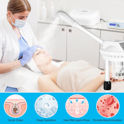 Professional Facial Steamer, Face Steam on Wheel, Estheticians Steamer-Pink