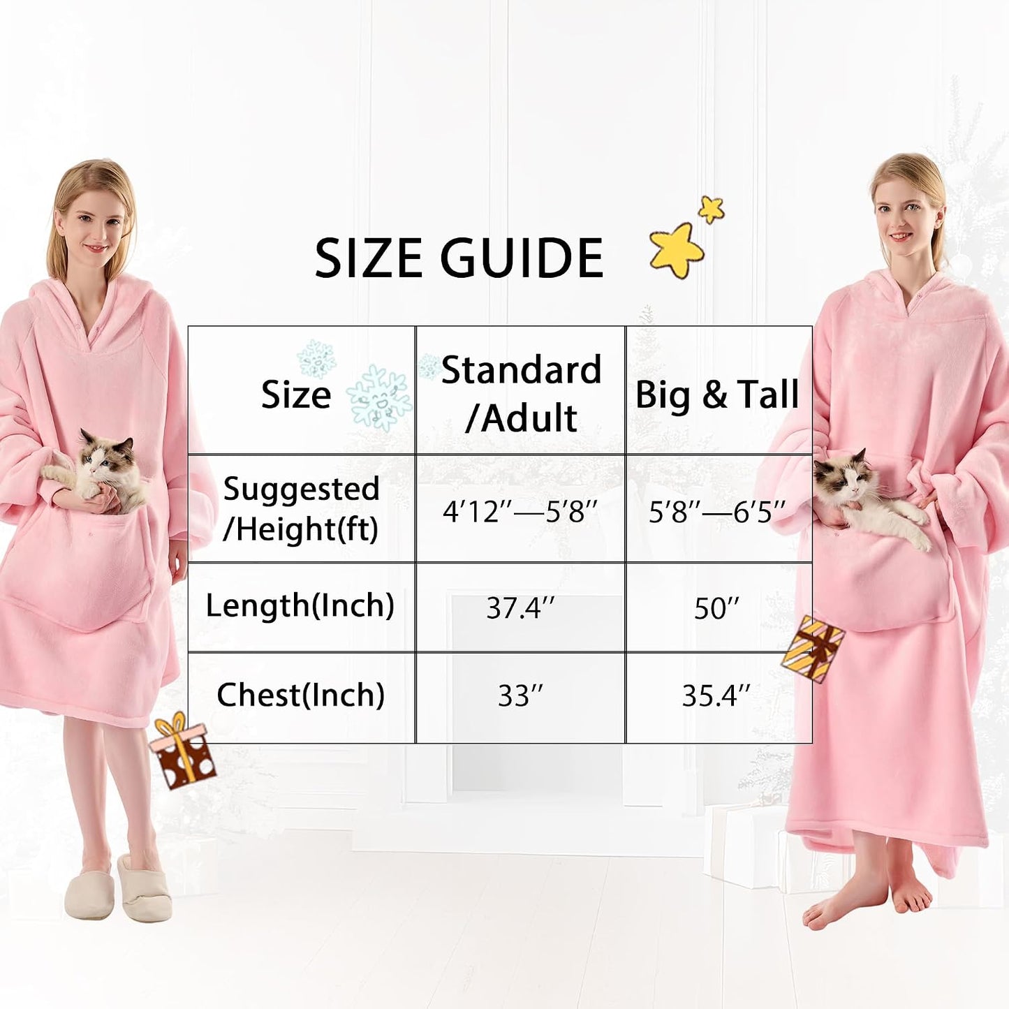 Krifey Wearable Blanket Hoodie, Oversized Sherpa Hooded Blanket for Adults | Soft sherpa fleece with sleeves and pocket; oversized fit for lounging, WFH, camping, Christmas and white elephant gifts.