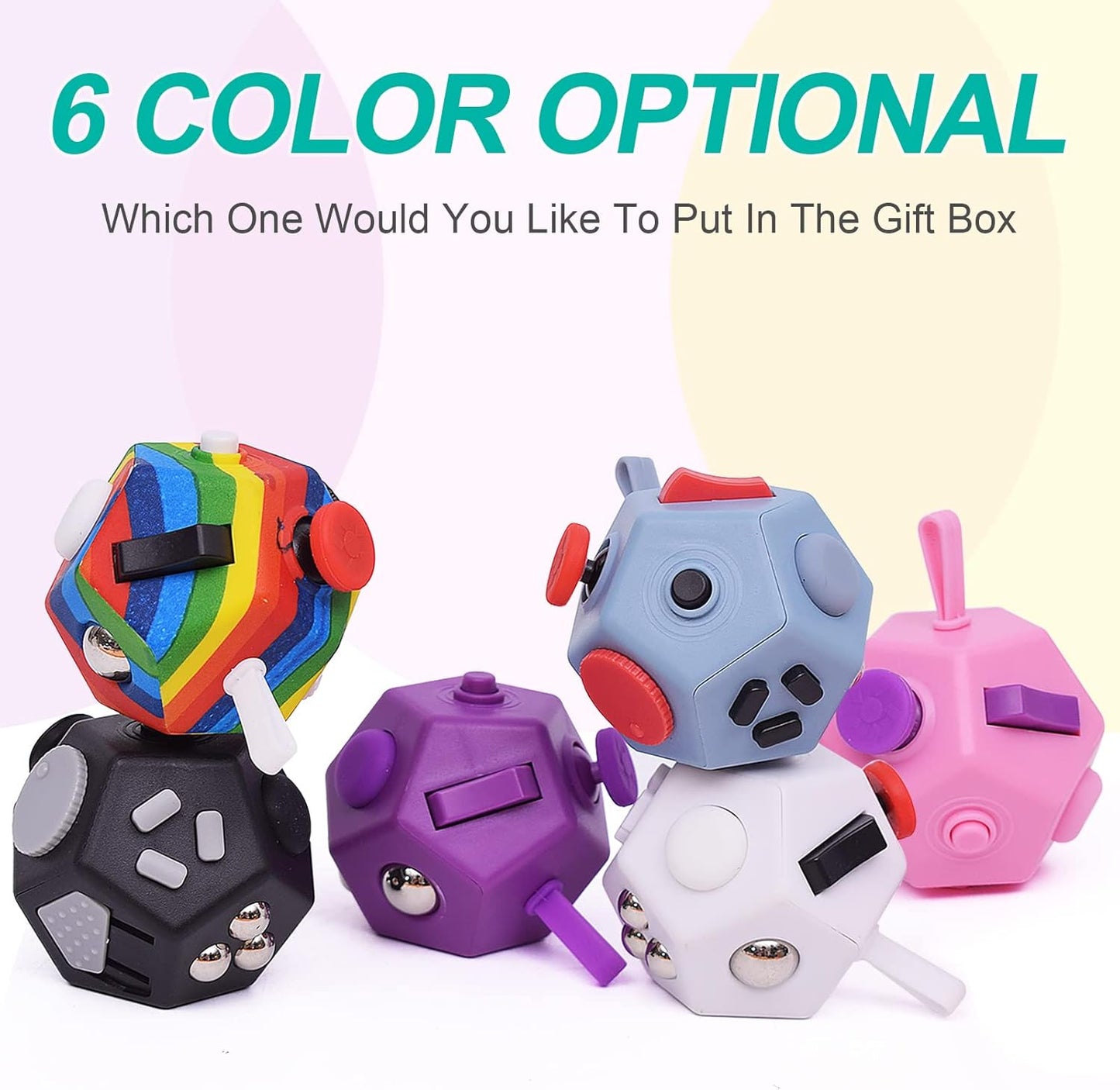 UOOEFUN Small Fidget Toys,12 Sided Fidget Toys,Mini Cube Toys Relief Stress,Autism and Anxiety Depression Anti for Kids Adults Improve Focus (Grey)