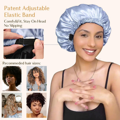 YANIBEST Adjustable Satin Bonnet Double Layer Hair Bonnet for Sleeping Bonnets for Women Hats Curly Natural Hair, Blush Pink