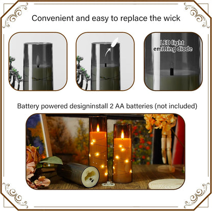 Nimiko Flickering Flameless LED Candles,Battery Operated Candles 24 Pcs with Embedded Star String,Acrylic LED Pillar Candles with Remote,Suitable for Home Decoration to Create an Atmosphere (White)