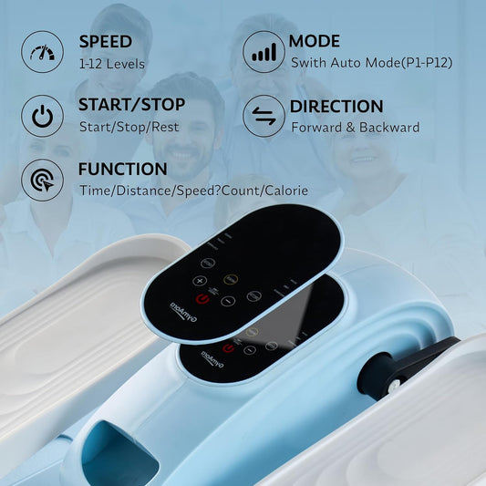 Under Desk Elliptical Exercise Machine, Electric Leg Exerciser with 12 Speeds, Forward & Reverse Modes,Quiet Compact Seated Pedal Stepper Machine with Remote Control for Seniors & Adults