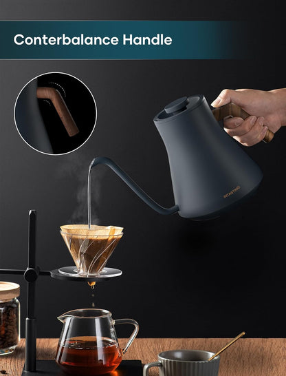 INTASTING Electric Kettles, Gooseneck Electric Kettle, ±1℉ Temperature Control, Stainless Steel Inner, Quick Heating, for Pour Over Coffee, Brew Tea, Boil Hot Water, 0.9L Black