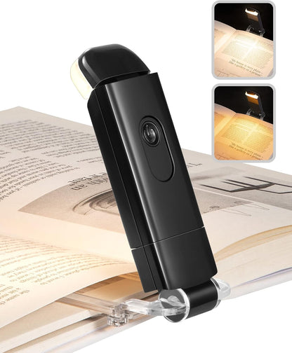 DEWENWILS Book Reading Light, USB Rechargeable Booklight for Reading at Night, LED Clip On Book Lights for Kids, Bookworms, Blue Light Blocking, Amber + Warm White (Green)